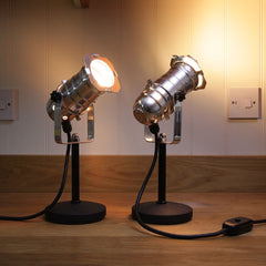 Retro Theatre Mini Table / Bedside Spotlight Lamps - Polished